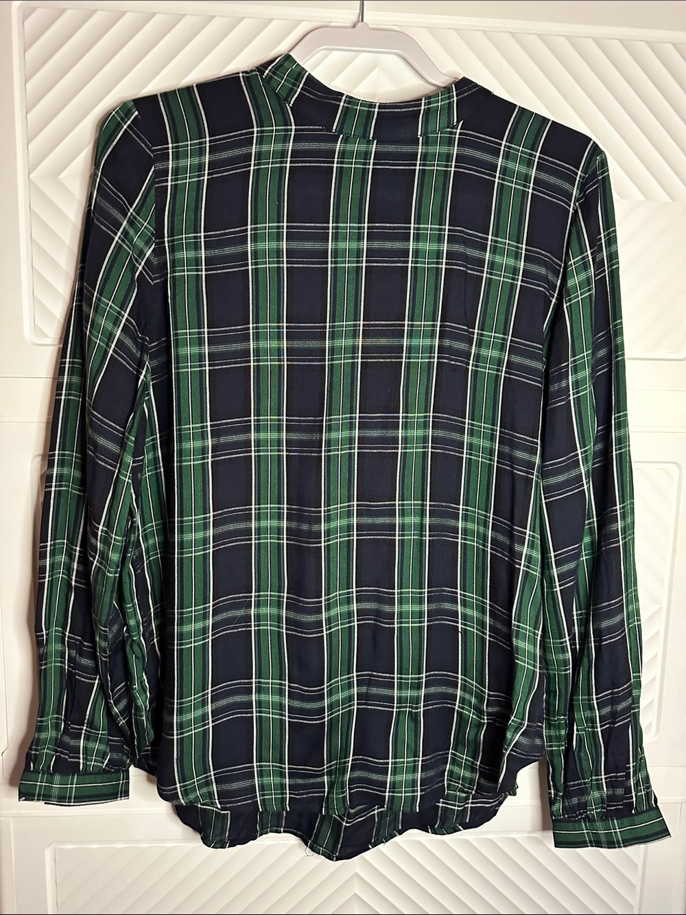 LOFT Green and Navy Plaid Button-Down Shirt